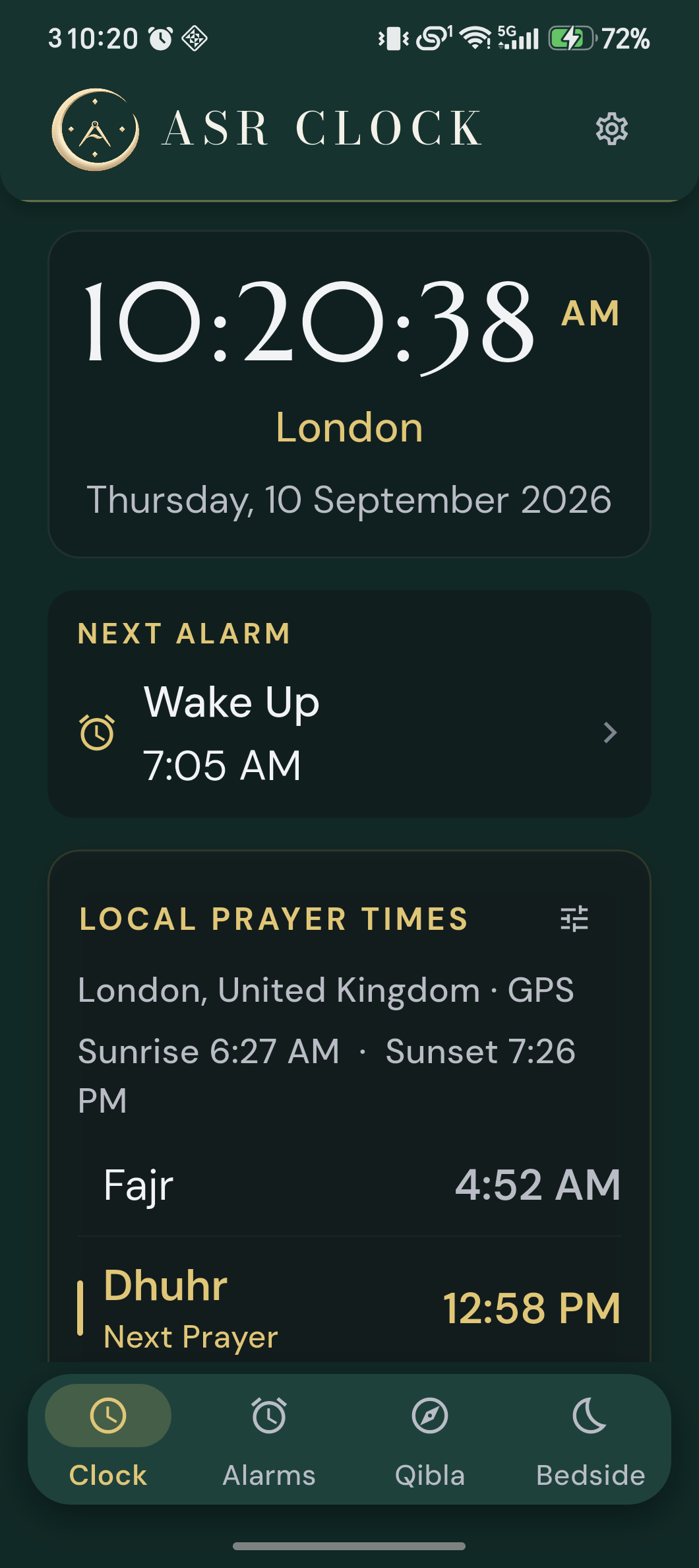 ASR Clock main clock with optional local prayer times